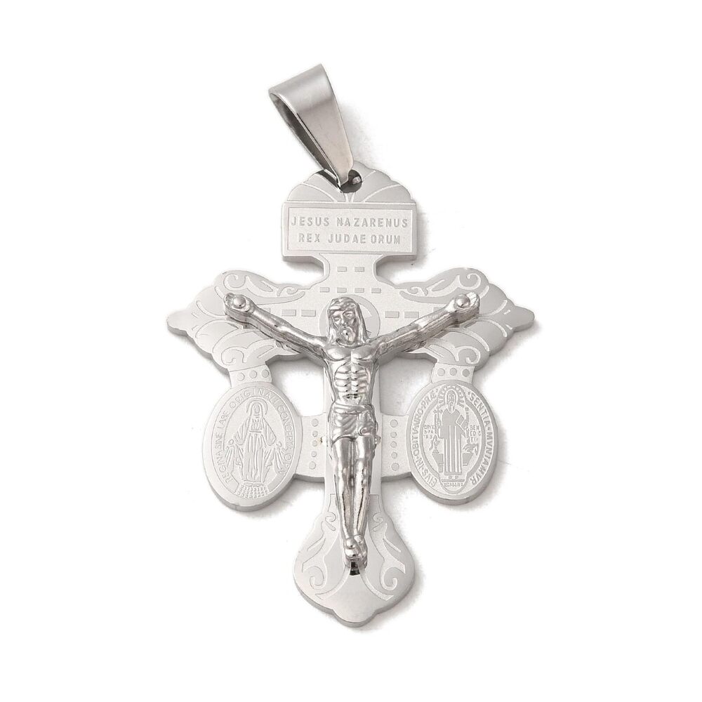 8096 6 pcs Religious Theme 304 Stainless Steel Charms Jesus Cross Crucifix